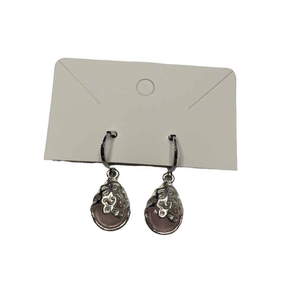 Silver pink earrings